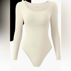 QQQ Amazon waist snatching ribbed bodysuit cream ribbed small